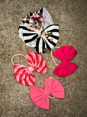 Girls Pink & Floral Bow Headband Set - Kids Accessories